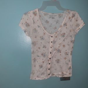 American Eagle White Floral Shirt